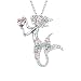 Fashion Mermaid Birthstone Necklace Jewelry White Gold Plated Austrian Crystal Magic Pendant Gift (Mix-Color)