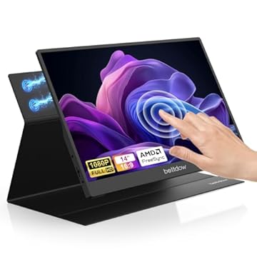 Bettdow Monitor Portatil Touchscreen 14'', FHD 1080P Monitor Portátil Conectado Com USB C Dupla/HDMI, IPS Extensor De Tela para Notebook com VESA e Funda Inteligente magnético, Plug and Play (14)