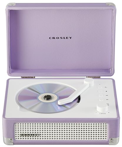 Crosley CR3505A-LN Cruiser Retro Portable CD Player with Stereo Bluetooth Speakers and FM Radio, Lavender