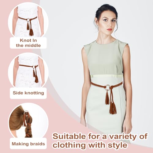 TIESOME geflochtener Taillengürtel Damen, Mode Taille Kette Damenkleid Gürtel Taillengürtel Dünner Fransengürtel Fransenkettengürtel für Kleid Jeans Flechtgürtel Hüftgürtel Dekorativer Kleidgürtel