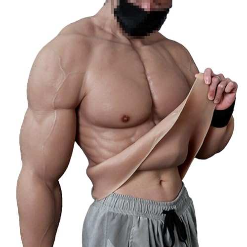 Noblelady Silicone Muscle Suit Realistic Fake Muscle Costume Male Chest with Arms for Cosplay Halloween Props,Color 4,XL