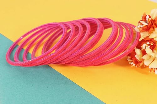 Image of NMII Glass Velvet Bangles Set For Women and Girls | Plain Glass Bangles | Velvet Chudi | Simple Bangles For Women | Stylish Glass Bangles- Set of 24