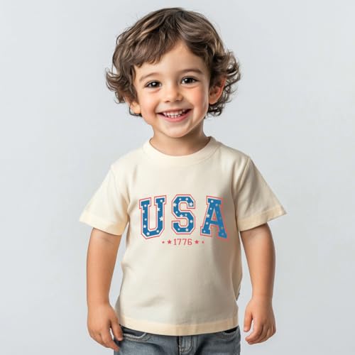 Kids Patriotic 4th of July Shirt - Funny Red White and Blue T-Shirt for Boys Girls 2-8 Years2
