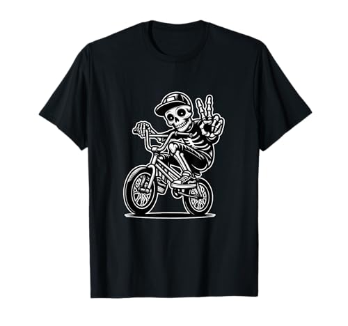 Funny Peace Skeleton BMX Rider BMX Bike Boy T-Shirt