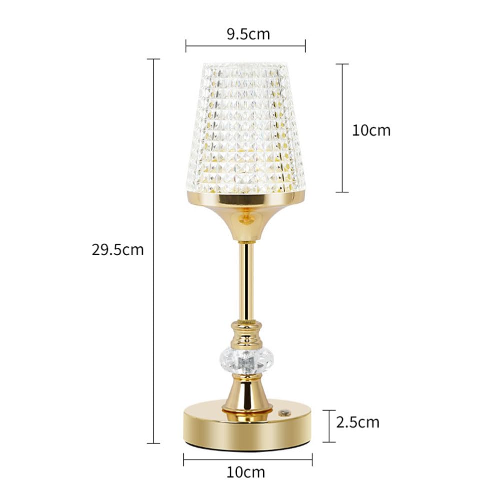 Lámpara de Mesa LED Recargable de Cristal, inalámbrica, Regulable, con Interruptor táctil, 4000 mAh, Recargable por USB, 3 Colores, Vintage, 2 Unidades