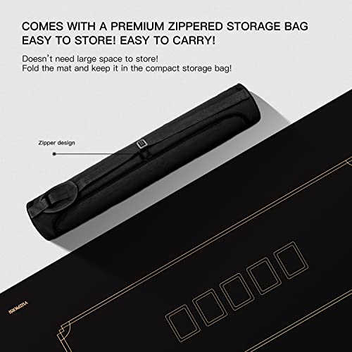 Yuzpkrsi Texas Hold'em Poker Mat, 6 Players Poker Table Mat Water Repellent, Portable Poker Table Top Topper With Thicken Carrying Bags For Poker Games, Blackjack, Casino, 47 X 24 Inch #TOP4