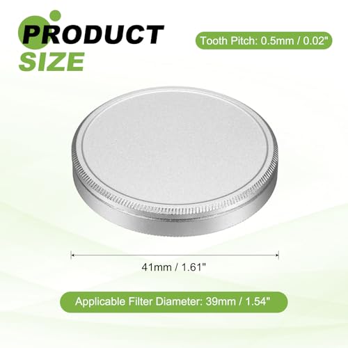Tapa de lente metálica PATIKIL de 39 mm x 0.5 mm, tapa universal para filtro circular de cámara, estuche protector de aluminio para filtros, diseño delgado para apilamiento, color plateado miniatura 2