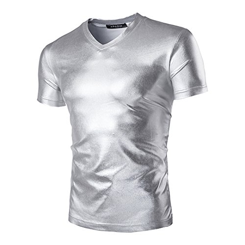 Novia's Choice Men Shiny Metallic Shirt Blouse T-Shirt Tee for Nightc…