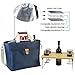40L Cooler Bag, Large Insulated Tote Navy Blue Carrier Bag for Picnic Lunch with Portable Bamboo Wine Snack Table - Best Gift for Father Mother Day