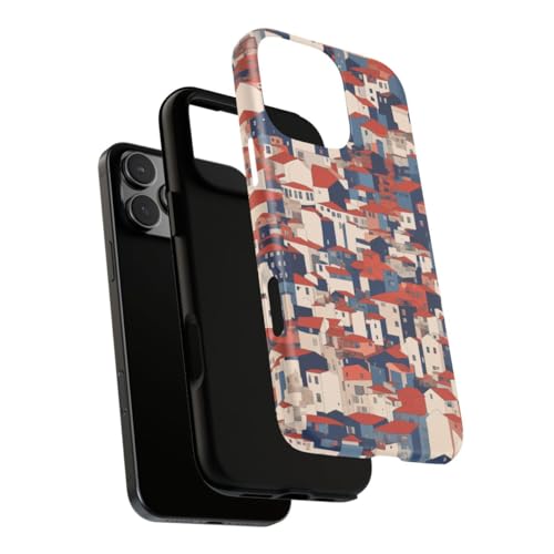 Coque rigide mate maisons urbaines toits rouges iPhone 16 Pro Max - 3