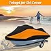 Tokept Trailerable Jet Ski Cover, 300D Heavy Duty Waterproof PWC Cover with Reflective Strip Vents, Fits Seadoo, Yamaha, GTX, Kawasaki, Honda, Polaris 3 Seater 136
