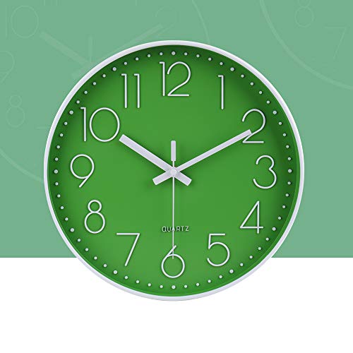 jomparis Modern Office Green Decor Wall Clock 12" Silent & Non-Ticking Battery Operated Quartz Round Clock - Thumbnail 7