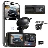 3 Channel Dash Camera for Cars,Triple Lens 4K+1080P+1080P Dash Cam Front Rear Inside,Built-in 5G WiFi & App, Night Vision,24H Parking Mode,Loop Recording,170° Wide Angle,32GB Card Included(Black)