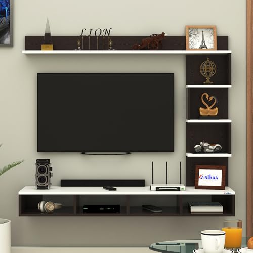 Image of Anikaa Laura Engineered Wood Wall Mount TV Unit /TV Stand /TV Cabinet /TV Entertainment Unit /Set Top Box Stand (Wenge /White) (Ideal for 43 Inch)(D.I.Y)