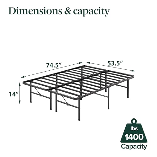 Image of Zinus Rumi 14in Full Metal Bed Frame, Quick Assembly SmartBase Mattress Foundation, Heavy Duty Sturdy Steel with No Box Spring Needed, Eco-Friendly Packaging, Black