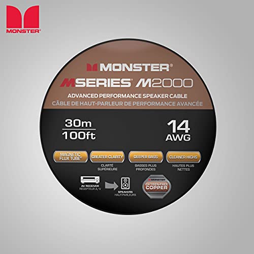 Monster Compact High Performance Xp Speaker Wire Cable Spool - Oxygen-Free Copper Speaker Cable - [100 Ft] [14 Gauge Awg] #TOP5