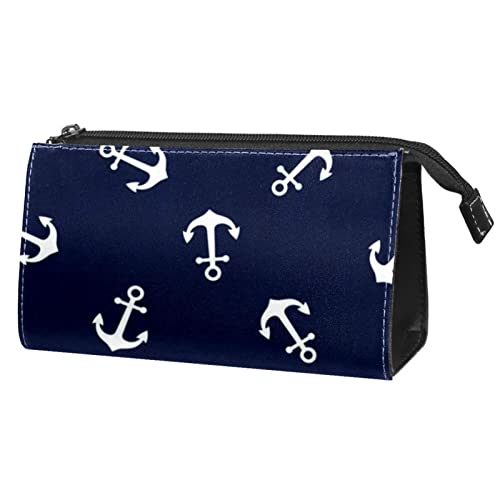 Schminktasche Reise Kosmetiktasche Tasche Geldbörse Handtasche mit ReißverschlussMarineblau Anker Weinlese Cartoon