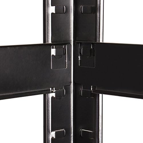 Qualtex Strong Industrial Steel & MDF 5 Tier Black Boltless Heavy Duty Garage Racking Shelving Unit/Racking | 90cm x 40cm x 180cm | 875kg Capacity | 175kg Per Shelf