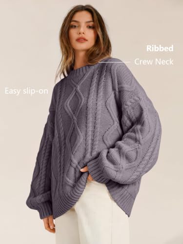 Image of Trendy Queen Women's Oversized Cable Knit Sweaters 2026 Fall Outfits | Quiet Luxury Style, Chunky Knit Texture, Winter Holiday Outfit, Easy Layering Piece, Fall Fashion Staple