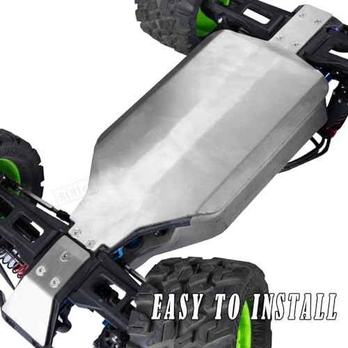 RCMYou Stainless Steel Chassis Protect Armor Skid Plate Guard Upgrades Part for 1/10 Rustler 4x4 VXL,Chassis Protect Armor Full Version Hops Up,Silver by RCMYou - Used condition - Image 2