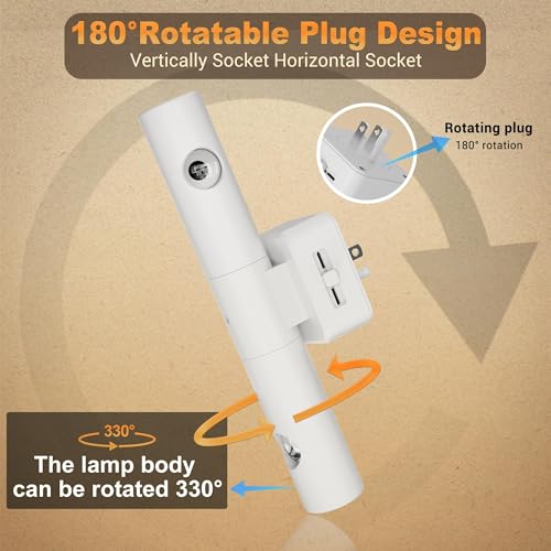 Image of JandCase LED Night Light, 2 Pack Modern Night Lights Plug into Wall, Dusk-to-Dawn Sensor with 3000K Soft White, 0-100LM Dimmable Night Lights for Bathroom /Hallway /Bedroom /Stairway