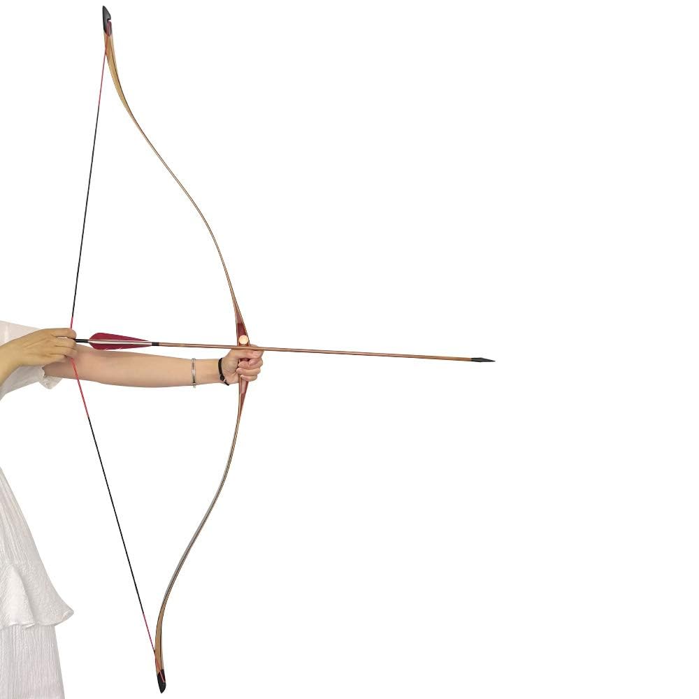 Traditioneller Langbogen Handgefertigt Recurvebogen Jagd Bogen 30-50lbs Bogenschießen Reiterbogen Sportbogen Erwachsene Holzbogen zum Jagen und Schießen