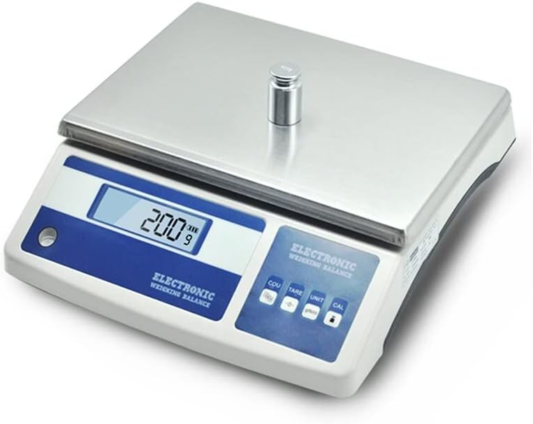 Electronic Bench Scale with an Accuracy of 0.1g, Precision 20KG Stainless Steel Kitchen Scale, Peeling and Counting Functions, LCD Display,