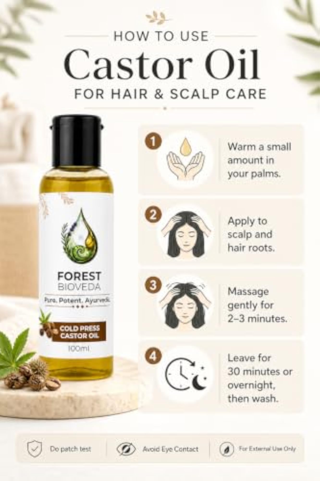 Cold Pressed Castor Oil, Multipurpose for Hair & Skin
