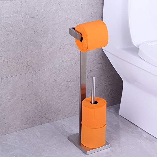 Gerzwy Bathroom Free Standing Toilet Paper Holder Toilet Roll Holder For Bath Sus 304 Stainless Steel, Brushed Finish #TOP2