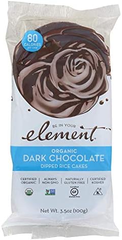 Element, Rice Cake, Og2, Drk Choclat, Pack Of 6, Size 3.5 Oz, (Low Carb Gluten Free Gmo Free Kosher Low Sodium Vegan Wheat Free Yeast Free 95 Organic)