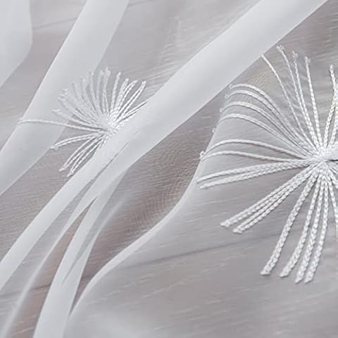 PHILEASY Three-Dimensional Embroidered Dandelion Sheer Curtains Cover