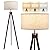 ELYONA Wood Tripod Floor Lamp for Bedroom, 3 Color Temperatures & Linen Shade, Modern Reading Standing Lamp with 9W LED Bulb, Mid Century Night Light for Farmhouse, Living Room, Office, Walnut