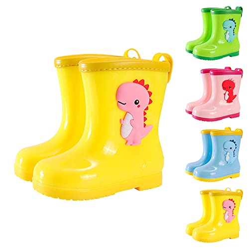 Rain Boots with Easy-On Handles in Fun Patterns for Toddlers and Kids Rain Boots Rubber Shoes (Blue, 2.5-3.5 Years)