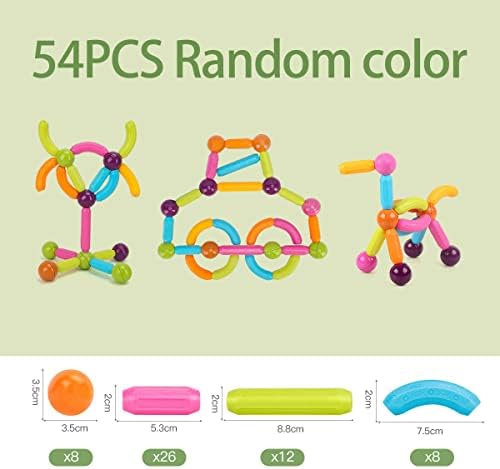 camouflage net 54pcs Magnetic Balls and Rods Building Sticks Blocks Set DIY Assembly Stacking STEM Magnet Toys Educative Building Rod Set for 3+ Years Old Kids