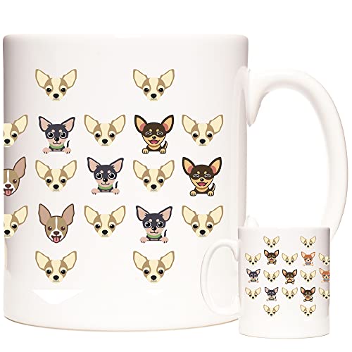 Stampa professionale KAZMUGZ Tazza per chihuahua. Tazza per tè, caffè o cioccolata calda. Regalo per chihuahua. Design a forma di cane. Lavabile in lavastoviglie e adatta al microonde.