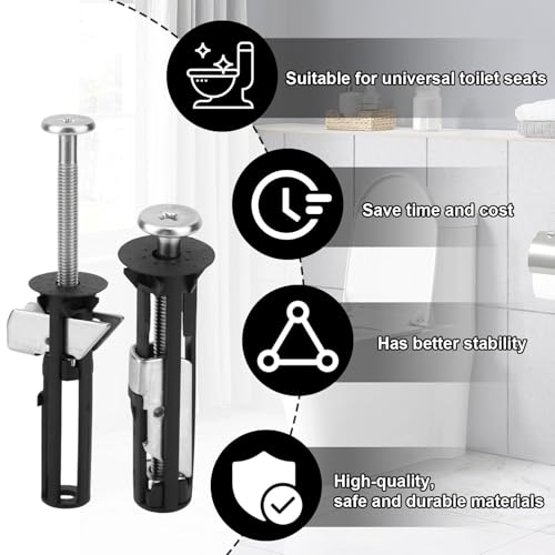 Sikweny 4 Stück Wc Sitz Befestigung mit Unterlegscheibe Universal Toilettensitz Befestigung Wc Sitz Schrauben Set Schnellverschluss Toilettendeckel Schrauben Beschläge für Blindbohrungen