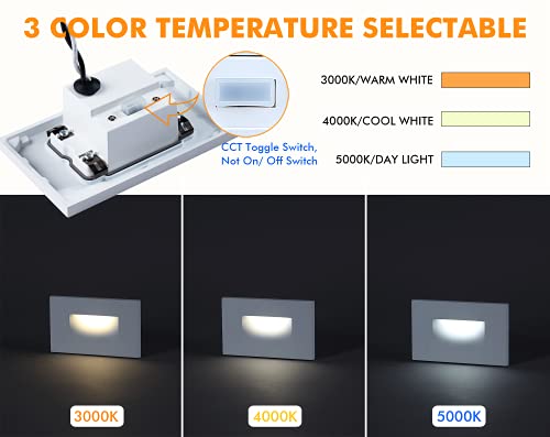 Cloudy Bay 12V Low Voltage 3 Color Indoor And Outdoor Led Step Light,3000K/4000K/5000K,Stair Light,White,3 Pack thumb #1