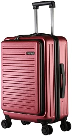 TydeCkare 20 Inch Carry On Luggage with Front Zipper Pocket, 45L, Lightweight ABS+PC Hardshell Suitcase with TSA Lock & Spinner Silent Wheels, Convenient for Business Trips, Wine Red
