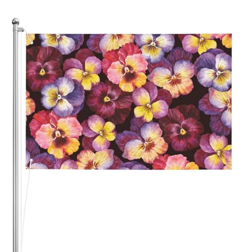 Flores de pensamiento en acuarela,Bandera decorativa para jardín, de doble cara, de 2 x 3 pies, para exteriores e interiores.