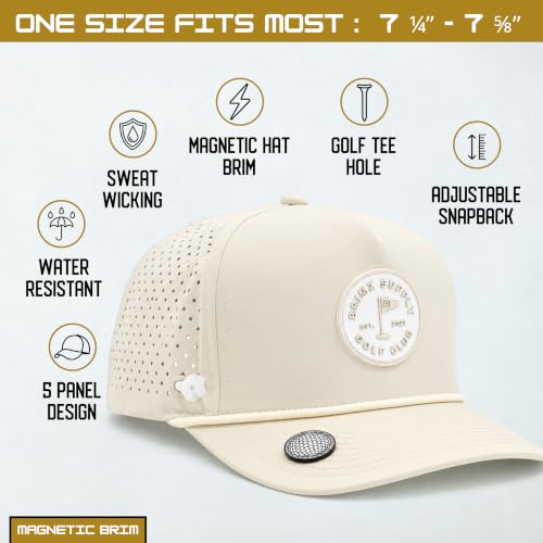 Image of BRIMZ Golf Performance Hat - Tee Holder & Magnetic Brim - Breathable Sweat & Water Resistant Golfing Snapback Cap
