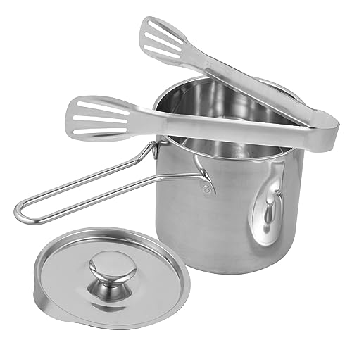 Homoyoyo Deep Frying Pot Set Pot Handles Frying Tong and Fries Holder for Home Use