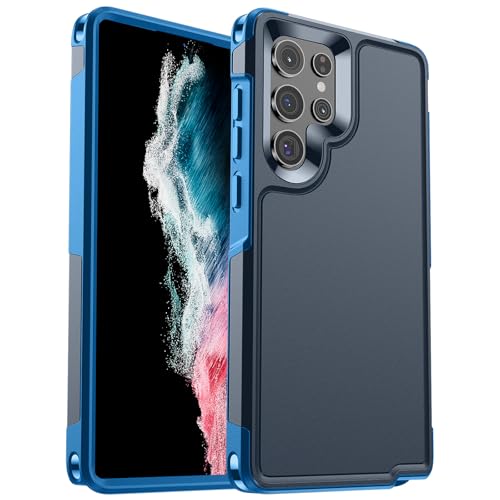 zapica Designed for Samsung Galaxy S22 Ultra Case, [Military Drop Protection] [Dual Layer Structure Design] Heavy Duty Shockproof Non-Slip Phone Cover for Galaxy S22 Ultra, Deep Blue