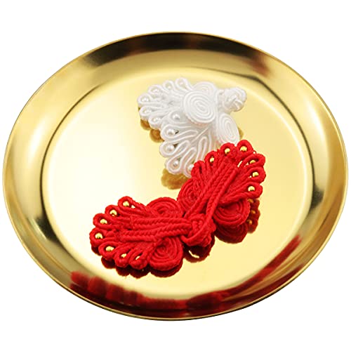 Ruiwaer 2Pcs Gold Storage Tray Round Stainless Steel Towel Tray 4X4X0.39 Small Items Jewelry Display Tray Mirror Storage Tray Home Storage #TOP4