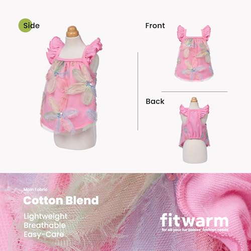 Fitwarm Embroidered Flower Ruffle Dog Shirt, Fancy Summer Clothes for Small Dogs Girl, Sweet Pet Tee, Pink, Small by Fitwarm - Used condition - Image 5
