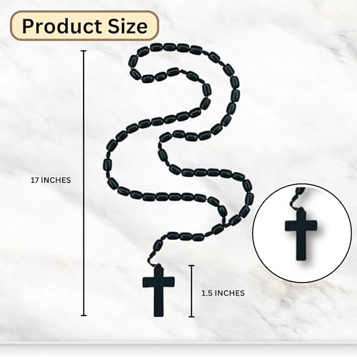 Catholica Shop - Catholic Religious Wear Wooden Beads Necklace with Wood Cross Pendant Catholic Rosary Necklace I Cross Necklace for Men Rosarios Catolicos Madera Made in Brazil…4