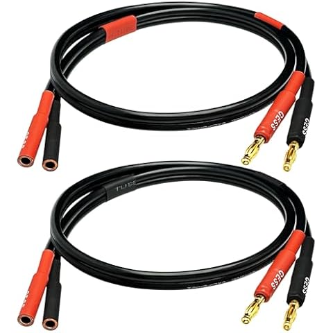 CESS-029-2f Male Banana Plug to Female Banana Jack Speaker Extension Cable, Silicone Cable, 2 Pack (2 Feet) Cover
