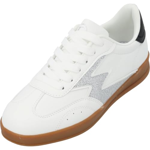 Palado Sneaker Damen Astrantia – modische Turnschuhe – elegant und bequem – sportlicher Look perfekt für Alltag und Freizeit Weiß/Silber UK7 – EU40