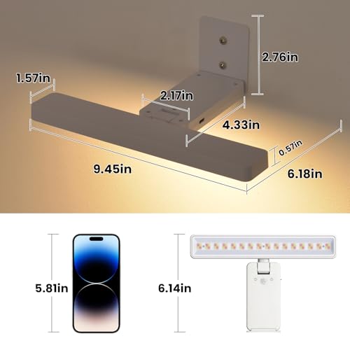 Picture Lights for Wall Battery Operated White Wireless Art Light for Paintings, Rechargeable Display Lighting for Picture with Remote Control, RGB Poster Lights for Gallery, Frame, Portraits, 2 Pack by Giawosth - Used condition - Image 3