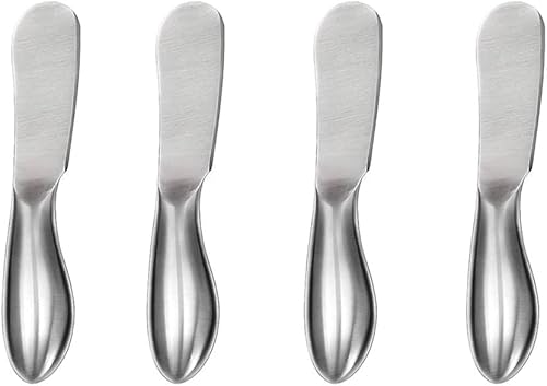 PEPAXON Couteaux à Beurre Épandeur de Fromage en Acier Inoxydable avec Poignée Ergonomique 4pcs 14 x 2 cm (Argent-4)