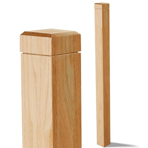 Image of CroBlissful 3.5 inch x 3.5 inch x 48 inch Solid Red Oak Stair Newel Post with a Single Groove Notched Newel Wood Balusters for Staircase Interior Railing Newels for Stair Handrails